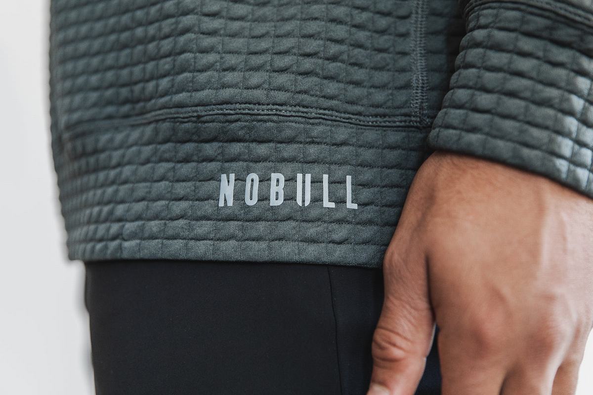 Nobull Quilted Crew Men's Pullover Dark Grey | Australia (WE5749)